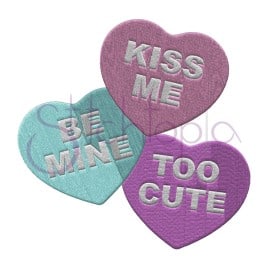 Candy Hearts Filled Embroidery Design