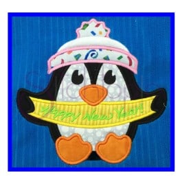 Penguin Happy New Year Applique