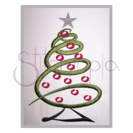 Christmas Tree Embroidery Design – Swirly