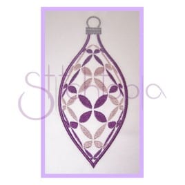 Christmas Ornament Embroidery Design – Flower Teardrop