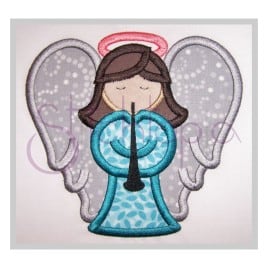 Christmas Angel Applique Design – Trumpeting