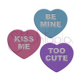 Candy Hearts Fill Stitch Embroidery Design Set