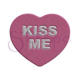 Candy Hearts Kiss Me Fill Stitch Embroidery Design