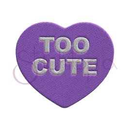 Candy Hearts Too Cute Fill Stitch Embroidery Design