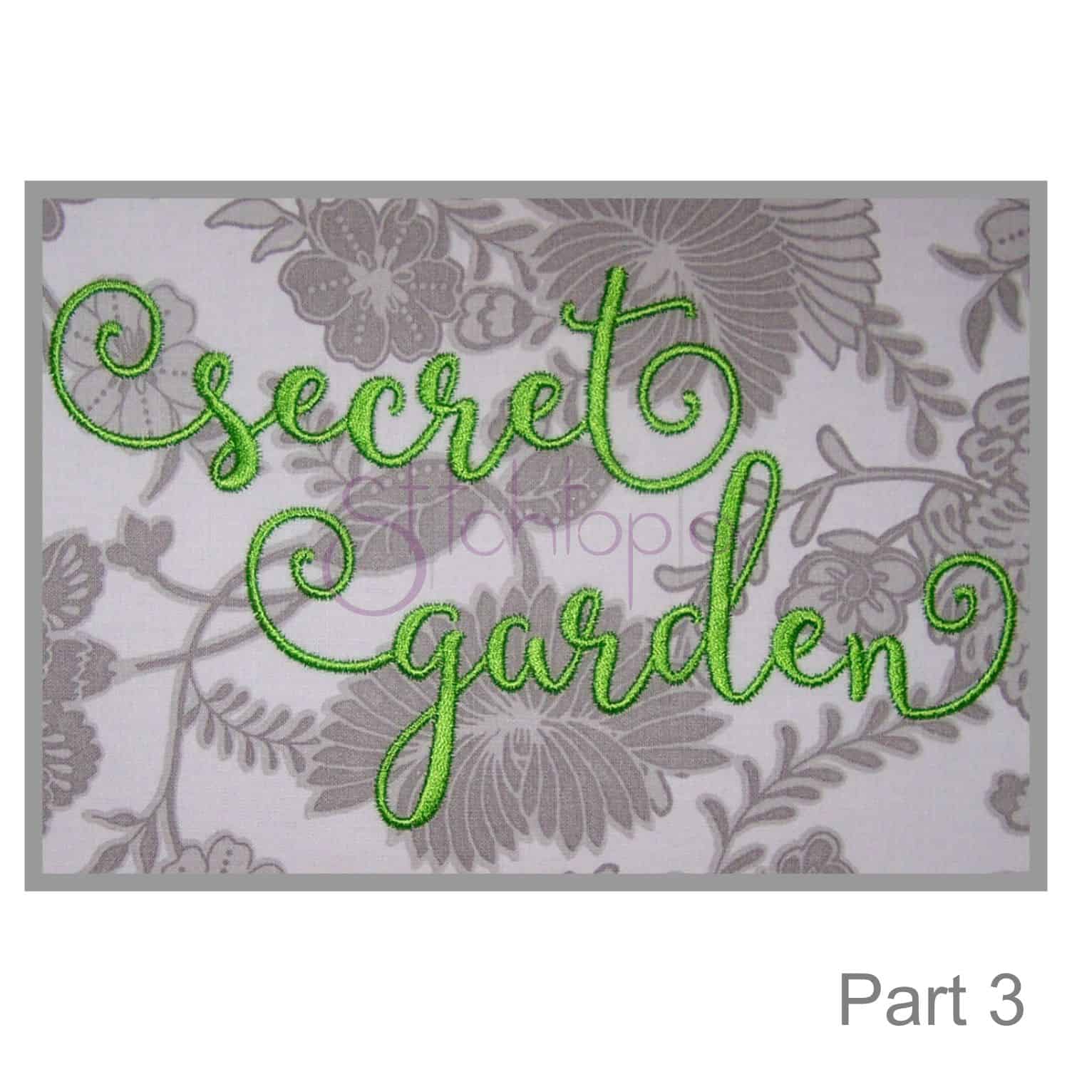 Secret Garden 3 Embroidery Font Set 1″, 1.5″, 2″, 2.5″, 3″ Stitchtopia