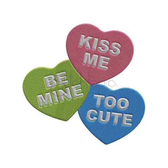 Candy Hearts Filled Embroidery Design - Stitchtopia