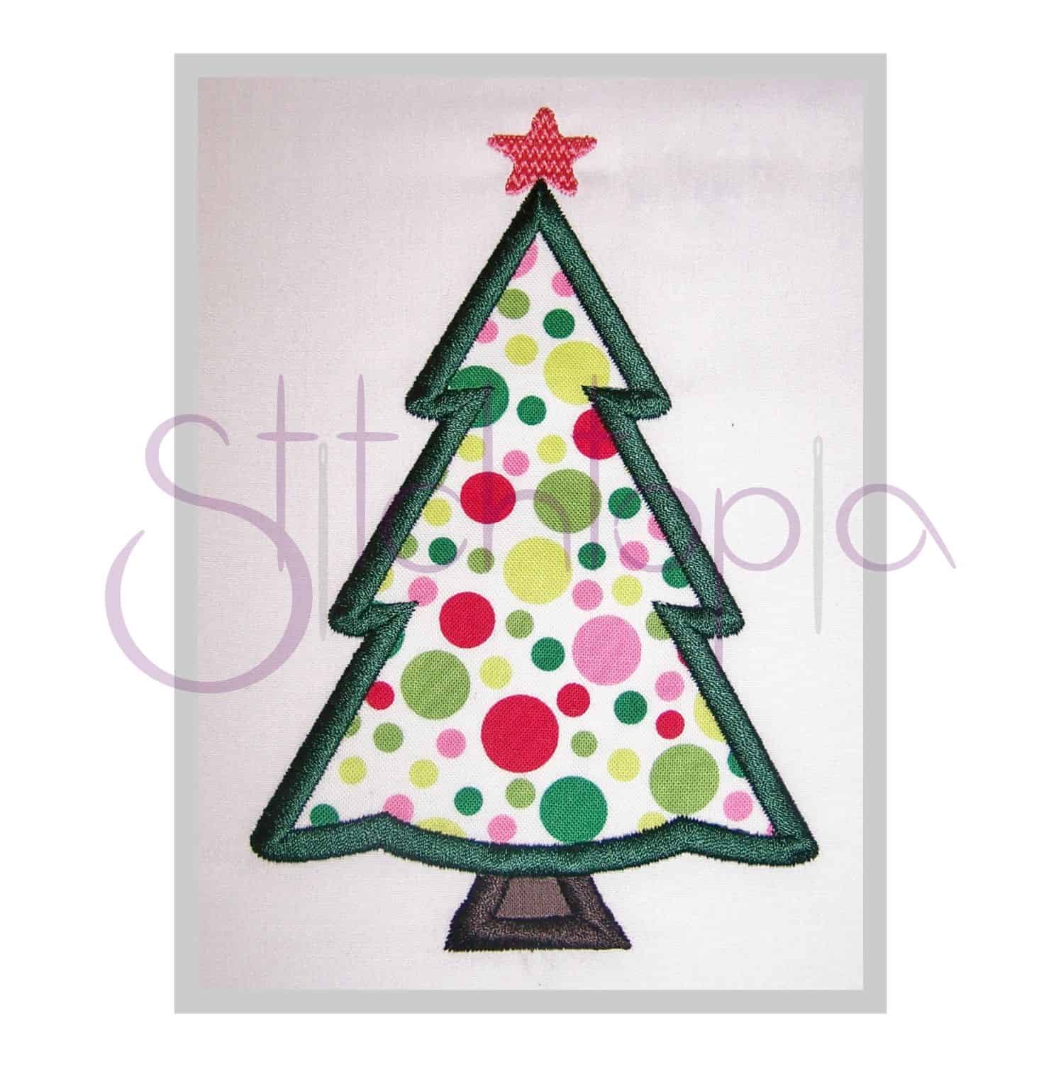 Christmas Tree Applique Design - Plain | Stitchtopia