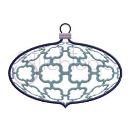 Christmas Ornament Embroidery Design – Quatrefoil Chain Oval