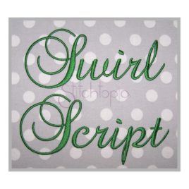 Swirl Script Embroidery Font – 1″ 1.25″ 1.5″ 2″ 2.5″