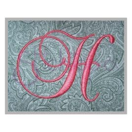 Swirl Script Embroidery Monogram – 1″, 2″, 3″