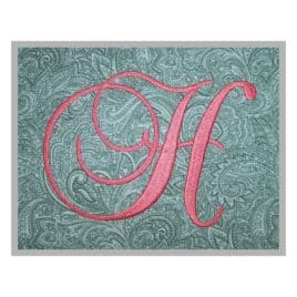 Swirl Script Embroidery Monogram – 4″, 5″, 6″