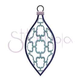 Christmas Ornament Embroidery Design – Quatrefoil Chain Teardrop