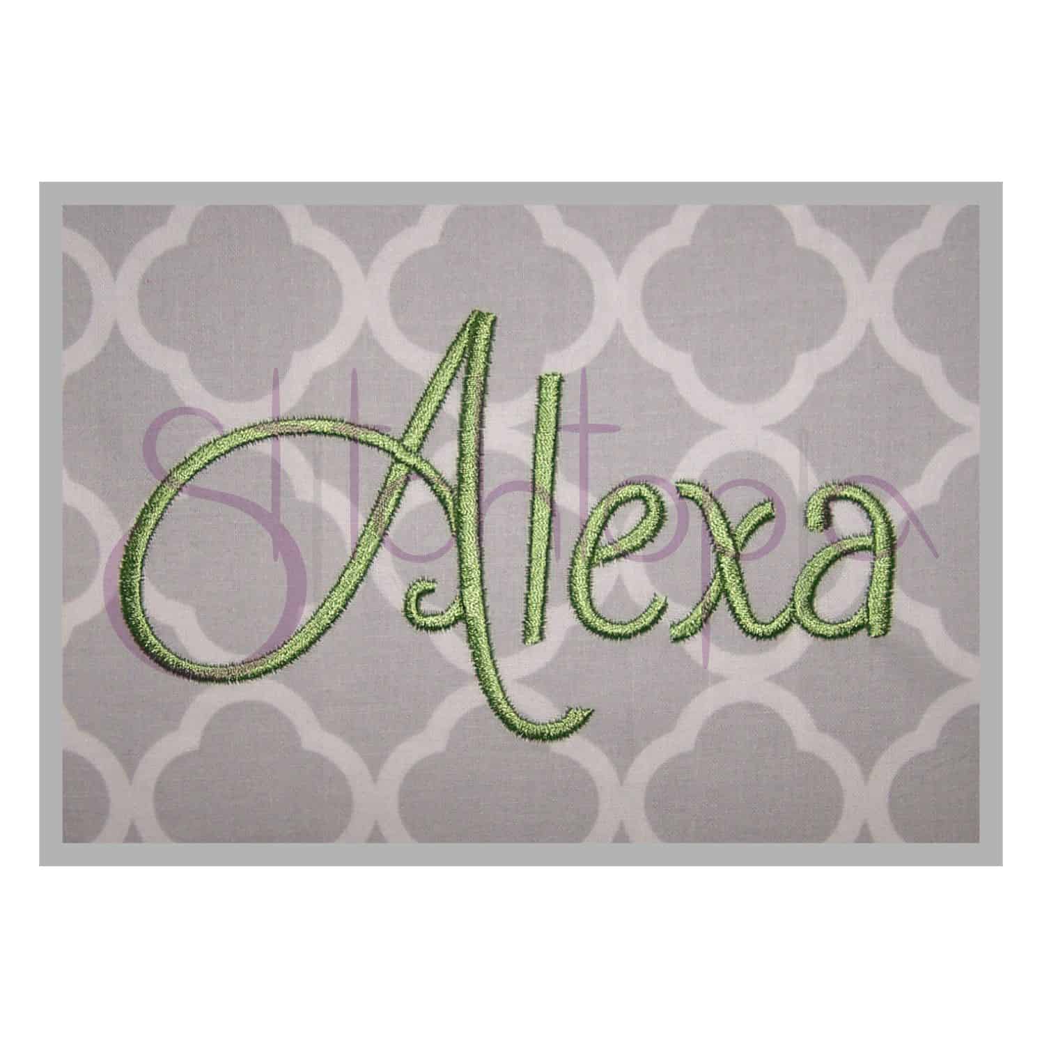 Alexa Embroidery Font Set – 1″, 2″, 3″ – Stitchtopia