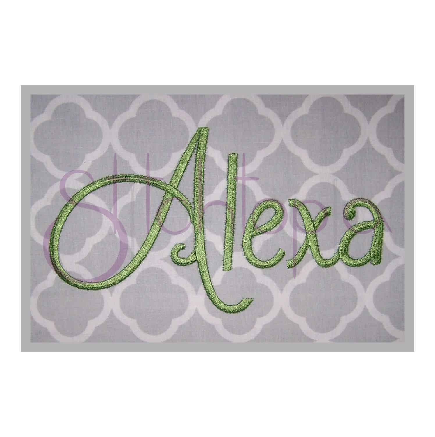 Alexa Embroidery Font Set – 4″, 5″, 6″ – Stitchtopia