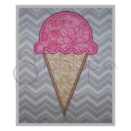 Ice Cream Cone Applique Design –  Single Scoop