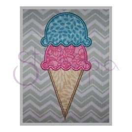Ice Cream Cone Applique Design – Double Scoop