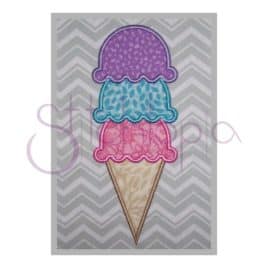 Ice Cream Cone Applique – Triple Scoop