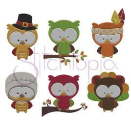 Fall Owls  Embroidery Design Set