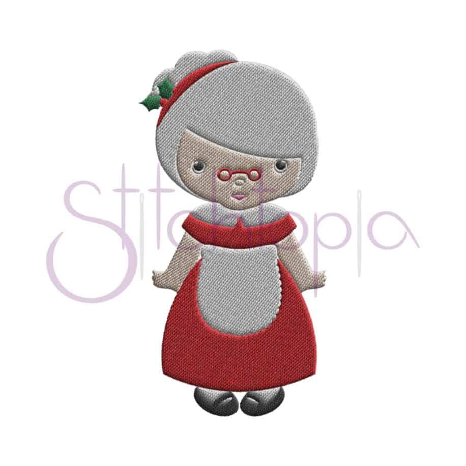 Christmas Mrs Claus Applique Design - Stitchtopia