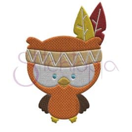Fall Owl Native American Indian Embroidery Design