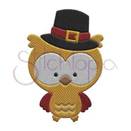 Fall Owl Pilgrim Embroidery Design
