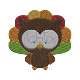 Fall Owl Turkey Embroidery Design