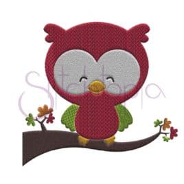 Fall Owl on Branch Embroidery Design #2