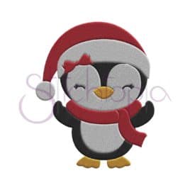 Penguin Santa Girl Embroidery Design