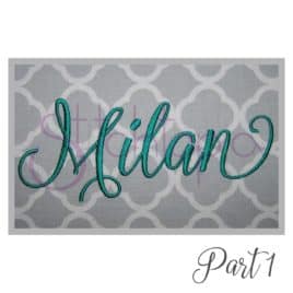 Milan Embroidery Font #1 – 1″, 1.5″, 2″, 2.5″, 3″
