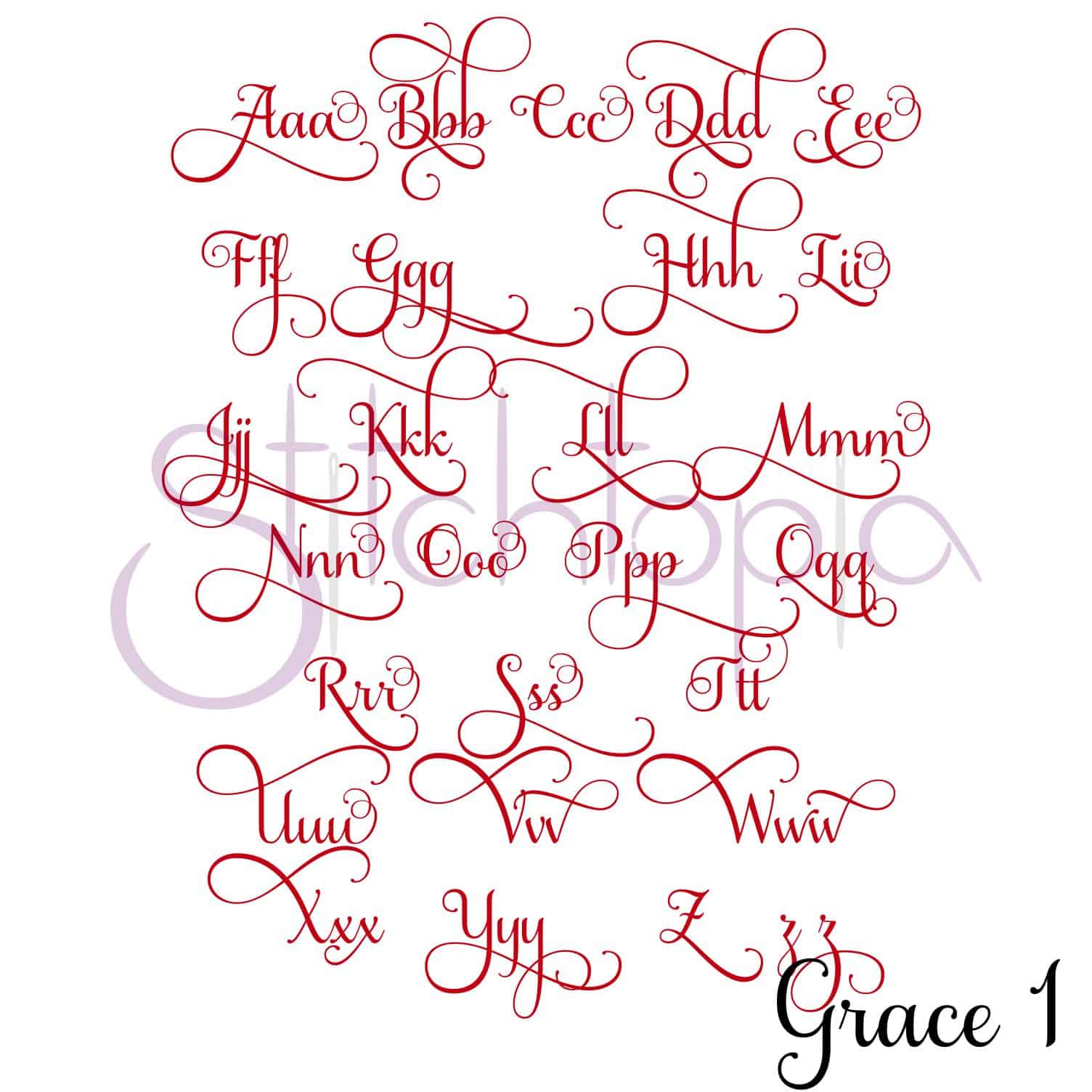 Grace Embroidery Font Bundle #1-6 - 5