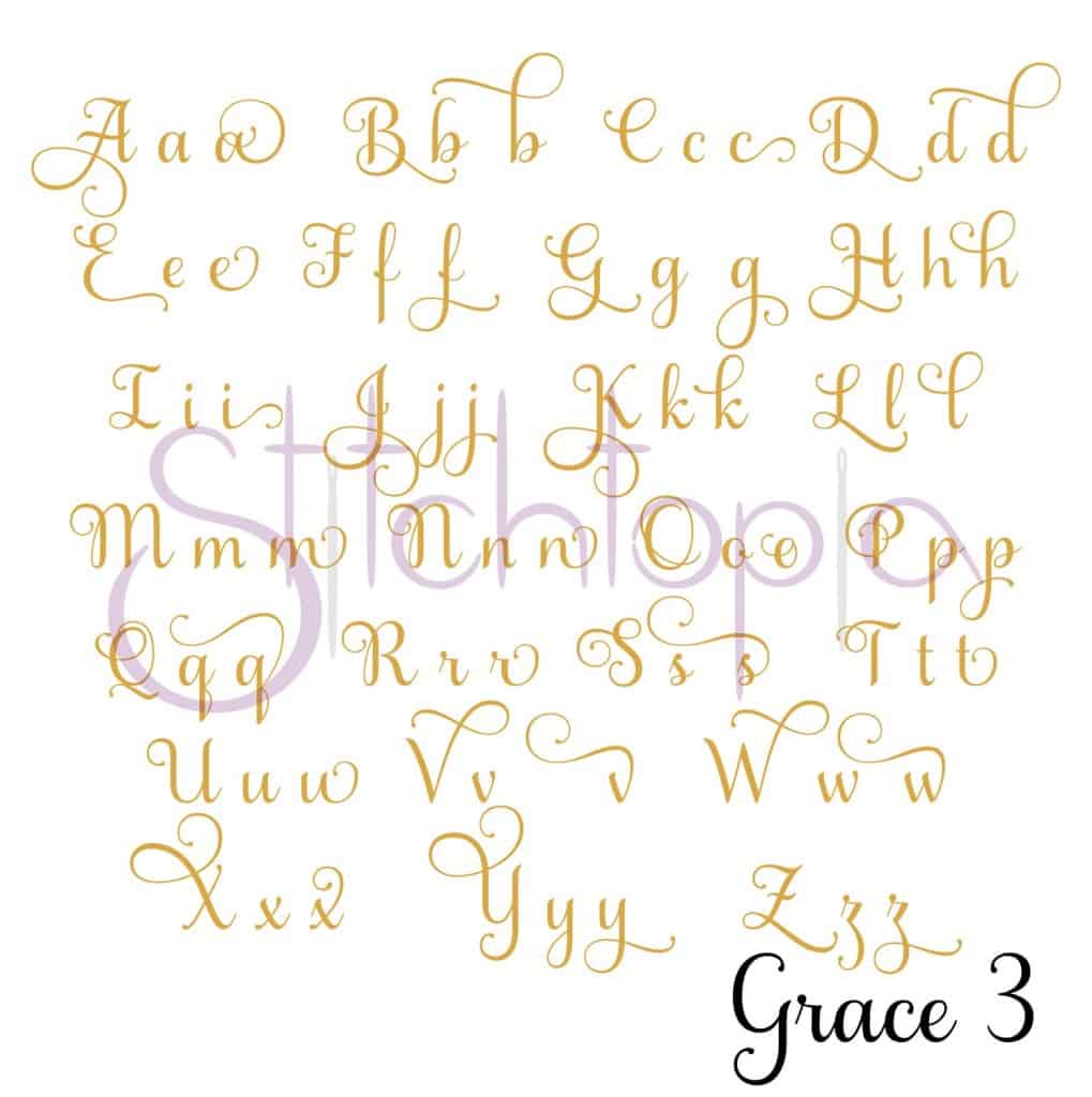 Grace Embroidery Font Bundle #1-6 - 1