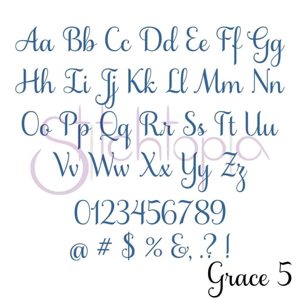 Grace Embroidery Font Bundle #1-6 - 1