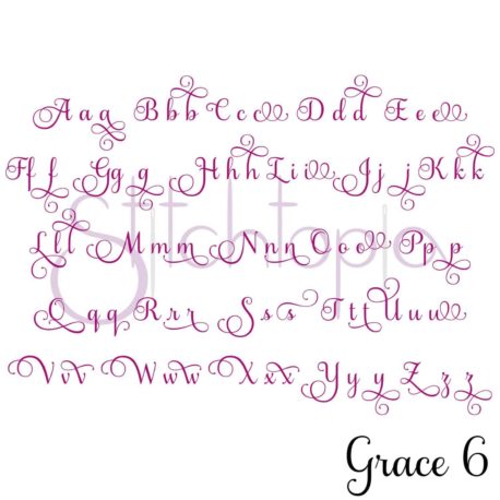 Grace Embroidery Font Bundle #1-6 - 1