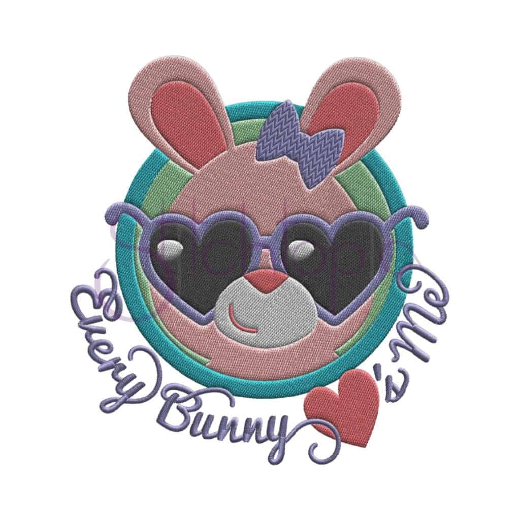 Easter Bunny with Sunglasses Embroidery Design Girl Stitchtopia