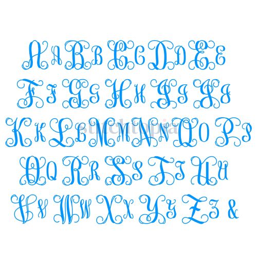 Interlocking Vine Embroidery Font 3.5" 4" 4.5" 5" 5.5" - Image 2