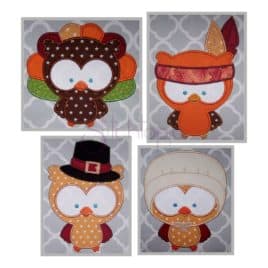Fall Owl Applique Design Set