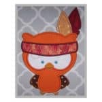 Fall Owl Native American Indian Applique Design