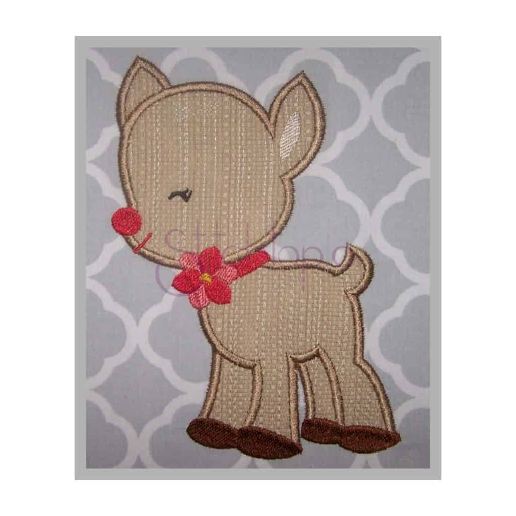 Christmas Reindeer Applique Design Girl Stitchtopia