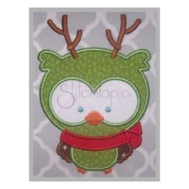 Christmas Owl Reindeer Applique Design
