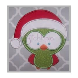 Christmas Owl Santa Applique Design