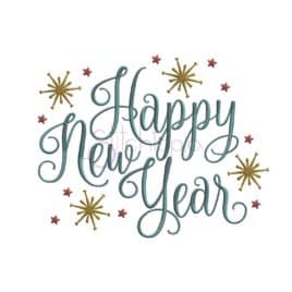 Happy New Year Embroidery Design