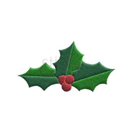 Christmas Holly Filled Embroidery Design - Stitchtopia