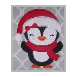 Penguin Santa Applique Design – Girl