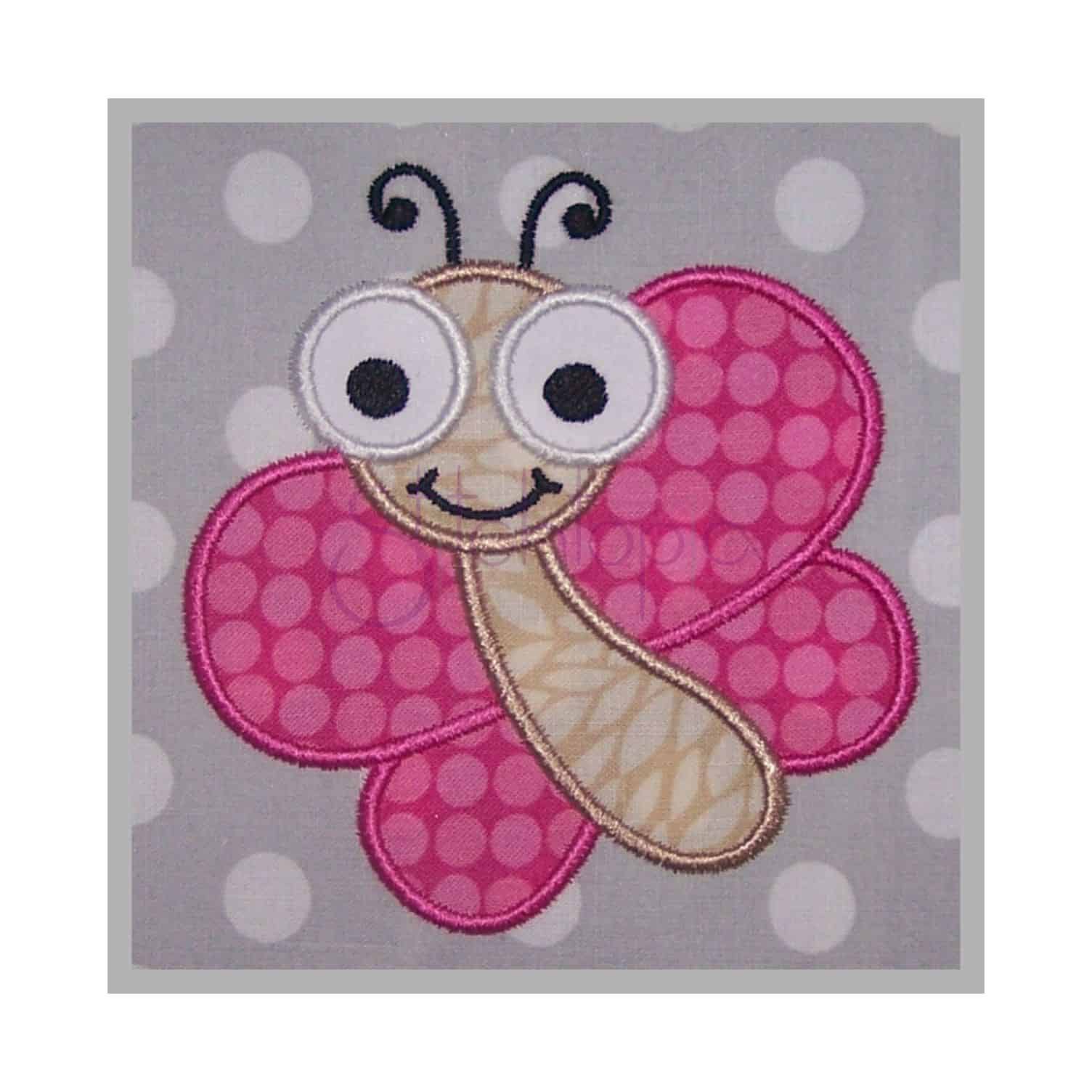 Cute Bugs Butterfly Applique Design #1
