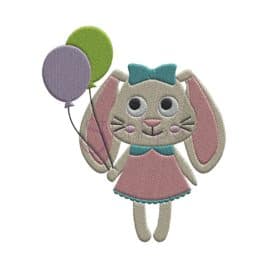 Bunny with Balloons Embroidery Design
