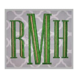 Engraved Filled Embroidery Monogram Font – 2″ 2.5″ 3″ 3.5″ 4″