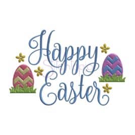 Happy Easter with Eggs Embroidery Design