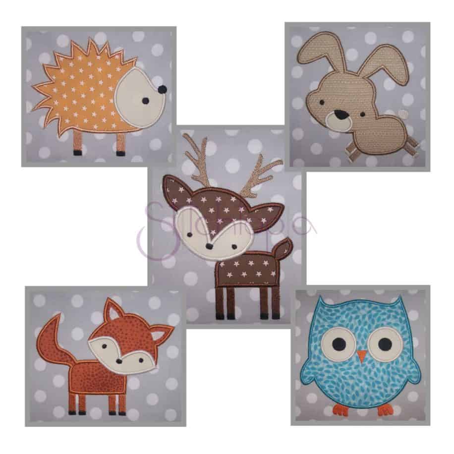 Forest Animals Applique Design Set Instant Download Stitchtopia