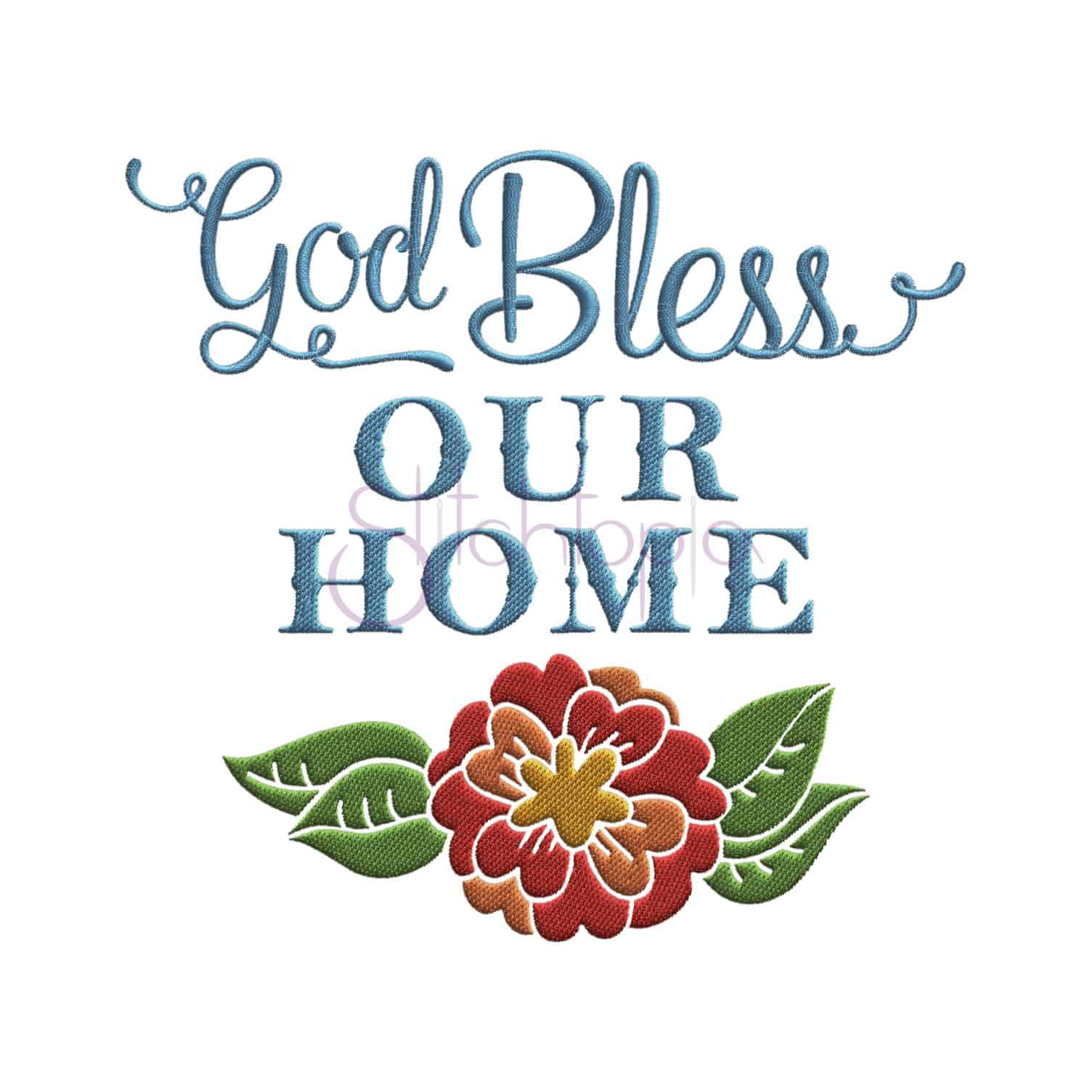 Download God Bless Our Home Embroidery Design Stitchtopia