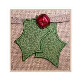 In the Hoop Holly Leaf Gift Tag